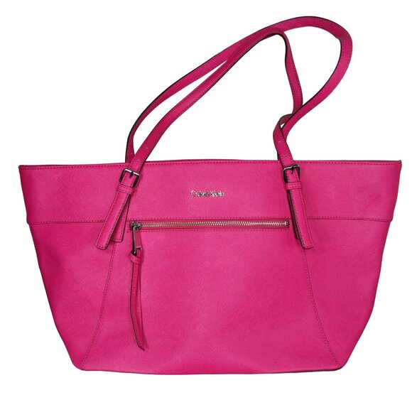 Calvin Klein Handbags - Calvin Klein Ash Tote Bag Leather Hot Pink Tote Bag Purse